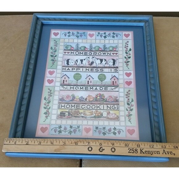 Homeco‎ Framed & Matted Art Print Home Cooking Hearts Farm Food Syroco Vtg Decor - Picture 12 of 16